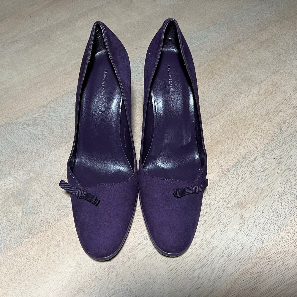 Bandolino Purple Suede Pumps with Bow Detail Size 9 1/2